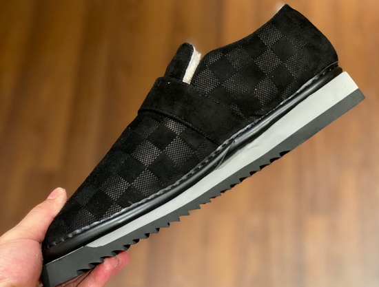 Louis Vuitton Cosy Sneaker in Black Damier Suede Calf Leather and Shearling Lining Replica
