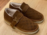 Louis Vuitton Cosy Sneaker in Brown Damier Suede Calf Leather and Shearling Lining Replica