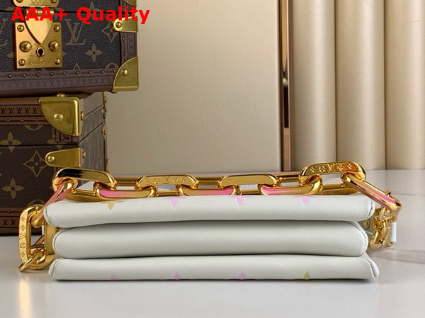 Louis Vuitton Coussin BB Handbag in White Puffy Lambskin with the Monogram Embossed into the Leather then Printed Onto it in Pastel Tones M11727 Replica