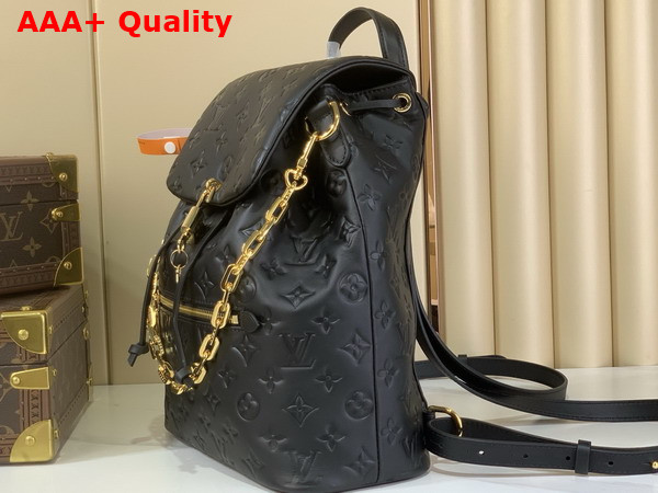 Louis Vuitton Coussin Backpack MM Black Calf Leather with Monogram Motif M25508 Replica