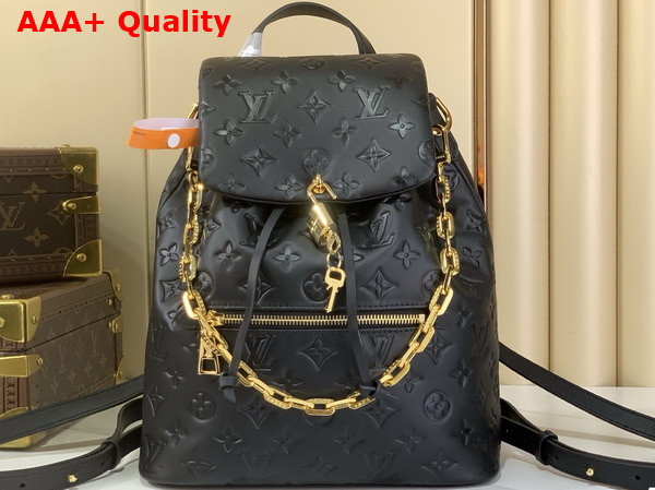 Louis Vuitton Coussin Backpack MM Black Calf Leather with Monogram Motif M25508 Replica