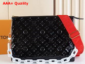 Louis Vuitton Coussin MM Monogram Embossed Black Patent Calfskin with Red Lambskin M20369 Replica