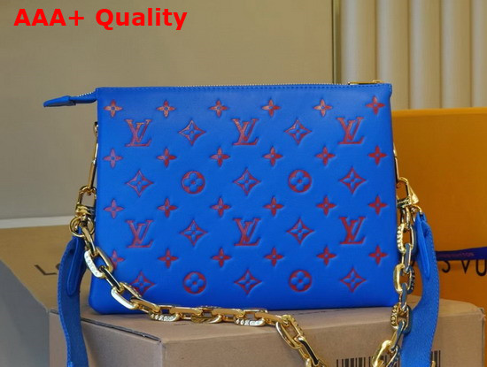 Louis Vuitton Coussin PM Handbag Blue Red Monogram Embossed Puffy Lambskin M58626 Replica