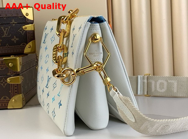Louis Vuitton Coussin PM Handbag White and Blue Puffer Lambskin with Watercolor Style Monogram Print M11225 Replica