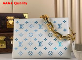 Louis Vuitton Coussin PM Handbag White and Blue Puffer Lambskin with Watercolor Style Monogram Print M11225 Replica