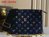 Louis Vuitton Coussin PM Handbag in Navy Blue Lambskin Leather with Multicolor Monogram Flowers M21353 Replica