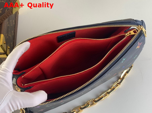 Louis Vuitton Coussin PM Handbag in Navy Blue Lambskin Leather with Multicolor Monogram Flowers M21353 Replica