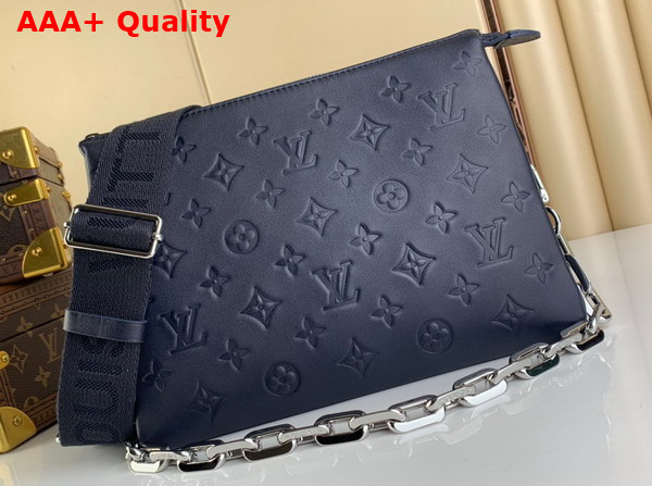 Louis Vuitton Coussin PM Handbag in Navy Blue Monogram Embossed Puffy Lambskin with Silver Hardware Replica