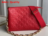 Louis Vuitton Coussin PM Handbag in Red Monogram Embossed Puffy Lambskin M57792 Replica