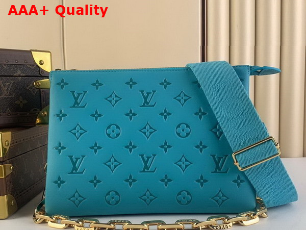 Louis Vuitton Coussin PM Handbag in Turquoise Monogram Embossed Puffy Lambskin M20769 Replica