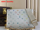 Louis Vuitton Coussin PM Handbag in White Lambskin Leather with Embossed Multicolor Monogram Flowers M21209 Replica