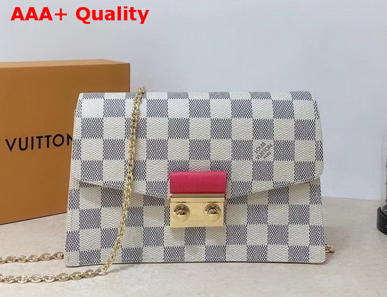 Louis Vuitton Croisette Chain Wallet Rose Papaye Damier Azur Canvas N60358 Replica