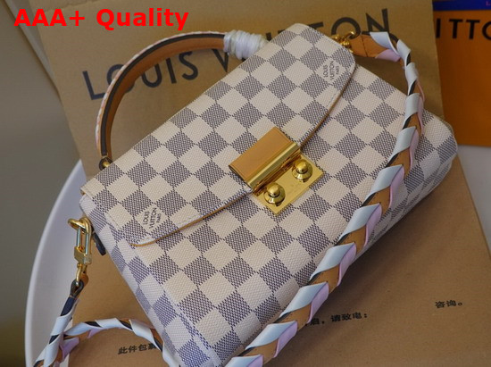 Louis Vuitton Croisette Handbag in Damier Azur Canvas and Hand Braided Leather Shoulder Strap N50053 Replica