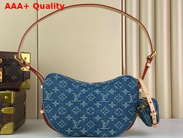 Louis Vuitton Croissant MM Handbag in Blue Monogram Denim M46856 Replica