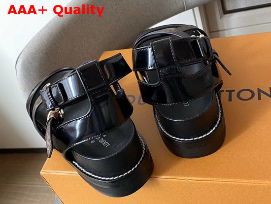 Louis Vuitton Crossroads Comfort Sandal Glazed Calf Leather and Patent Monogram Canvas Black 1A5MFO Replica