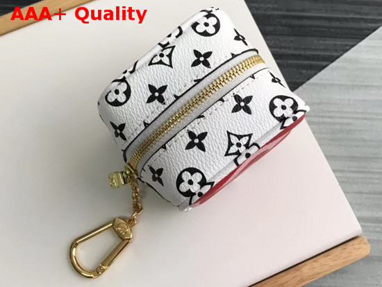 Louis Vuitton Cube Coin Purse Red Pink and White Monogram Canvas Replica