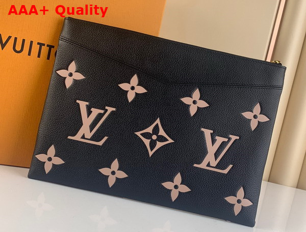 Louis Vuitton Daily Pouch Bicolor Monogram Empreinte Leather Black Beige M81292 Replica
