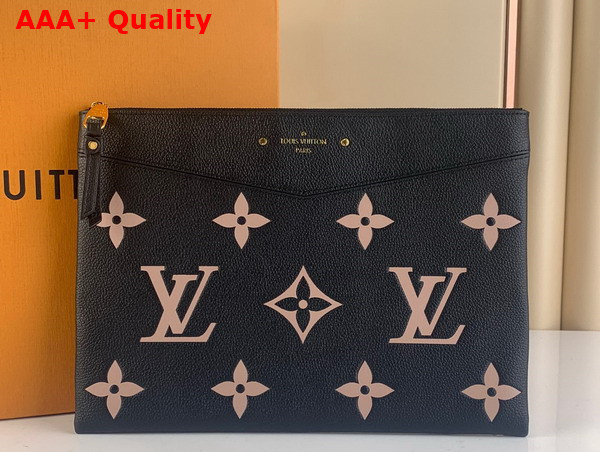 Louis Vuitton Daily Pouch Bicolor Monogram Empreinte Leather Black Beige M81292 Replica