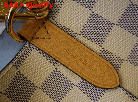 Louis Vuitton Damier Azur Canvas Neonoe MM Bucket Bag Features a Detachable Leather Top Handle and a Hand Braided Bicolor Leather Shoulder Strap N50042 Replica
