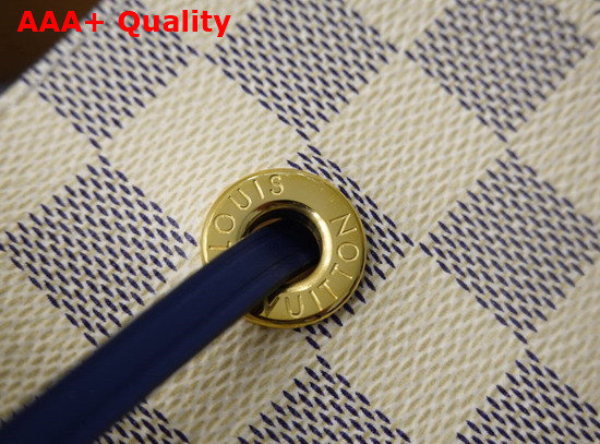 Louis Vuitton Damier Azur Canvas Neonoe MM Bucket Bag Features a Detachable Leather Top Handle and a Hand Braided Bicolor Leather Shoulder Strap N50042 Replica