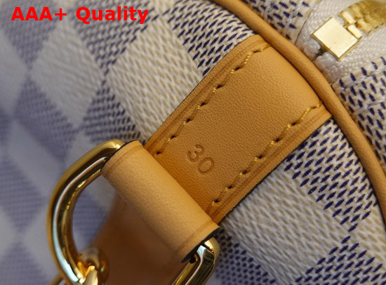 Louis Vuitton Damier Azur Canvas Speedy Bandouliere 30 Features a Detachable Braided Strap in Leather N50054 Replica