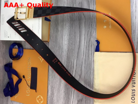 Louis Vuitton Damier Cobalt Race Print 40mm Reversible Belt M0156S Replica