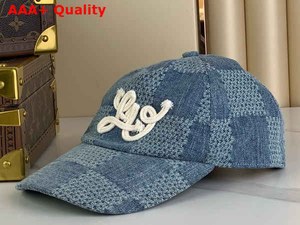 Louis Vuitton Damier Denim 3D Cap in Denim Blue M7534M Replica