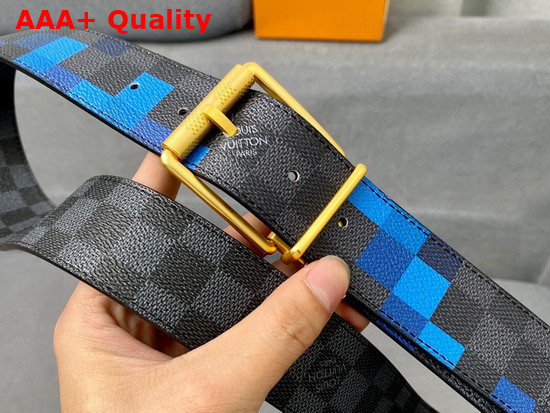 Louis Vuitton Damier Graphite 3D Coated Canvas Belt Blue Replica