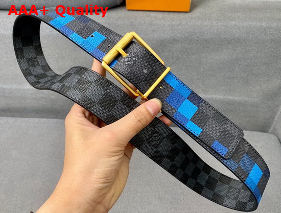 Louis Vuitton Damier Graphite 3D Coated Canvas Belt Blue Replica