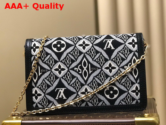 Louis Vuitton Dauphine Chain Wallet in Grey Jacquard Since 1854 Textile M69992 Replica