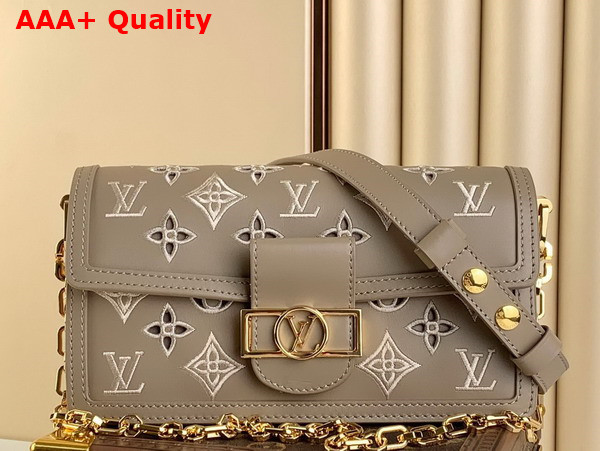 Louis Vuitton Dauphine East West Handbag in Khaki Calfskin Leather Replica