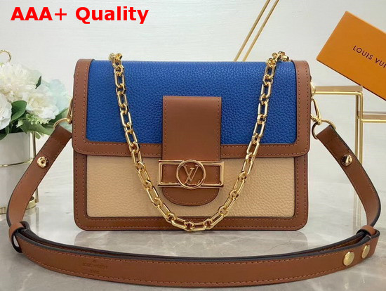 Louis Vuitton Dauphine MM Blue and Beige Taurillon Leather M55071 Replica