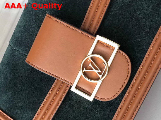 Louis Vuitton Dauphine MM Handbag Blue Velvet and Brown Smooth Calfskin Trim Replica