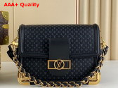 Louis Vuitton Dauphine MM Handbag in Black Calfskin Nano Size Monogram Pattern M22276 Replica