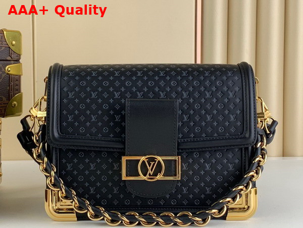 Louis Vuitton Dauphine MM Handbag in Black Calfskin Nano Size Monogram Pattern M22276 Replica