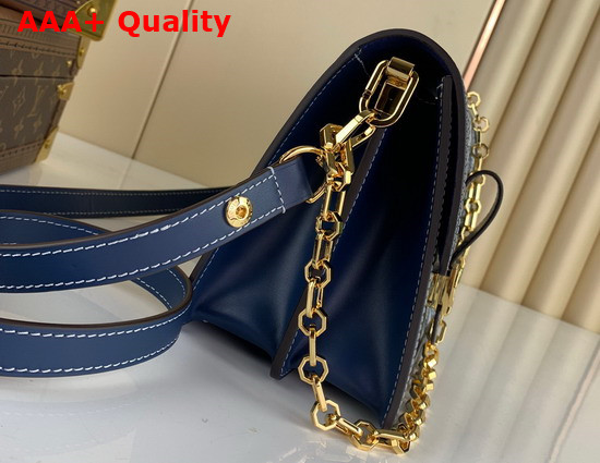 Louis Vuitton Dauphine MM Handbag in Navy Blue Denim Jacquard Textile M59631 Replica