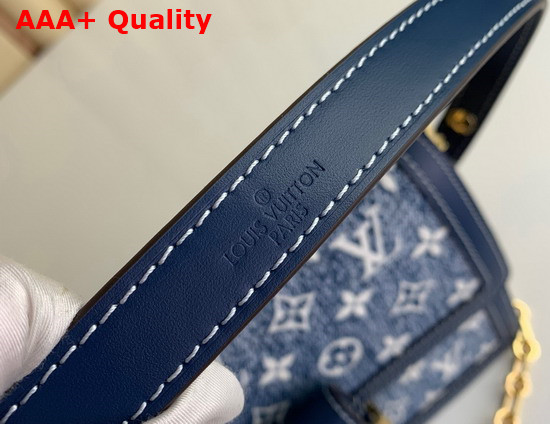 Louis Vuitton Dauphine MM Handbag in Navy Blue Denim Jacquard Textile M59631 Replica