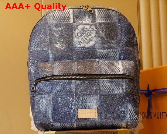 Louis Vuitton Discovery Backpack Ocean Blue Damier Salt Canvas N50060 Replica