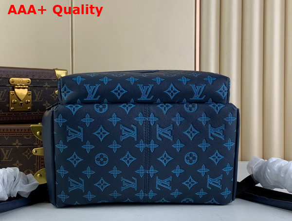 Louis Vuitton Discovery Backpack in Navy River Blue Calf Leather with Embossed Monogram Pattern Replica