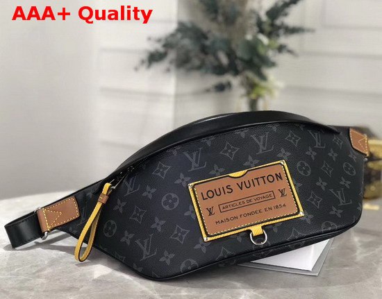 Louis Vuitton Discovery Bumbag in Monogram Eclipse Canvas with an Embossed Leather Patch for the Gaston Labels Collection M45220 Replica
