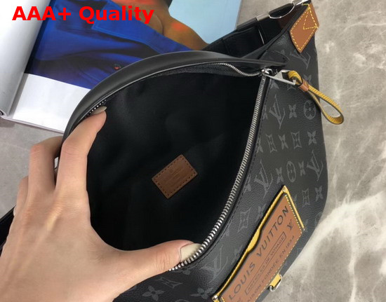 Louis Vuitton Discovery Bumbag in Monogram Eclipse Canvas with an Embossed Leather Patch for the Gaston Labels Collection M45220 Replica