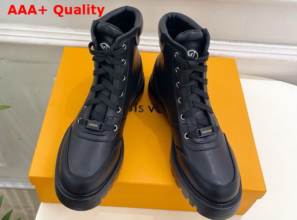 Louis Vuitton District Ankle Boot Ranger in Black Plain Calf Leather Replica
