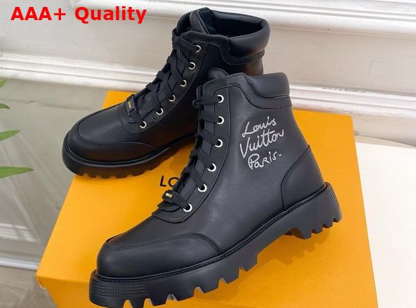 Louis Vuitton District Ankle Boot Ranger in Black Plain Calf Leather Replica