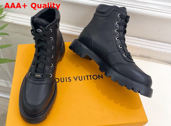 Louis Vuitton District Ankle Boot Ranger in Black Plain Calf Leather Replica