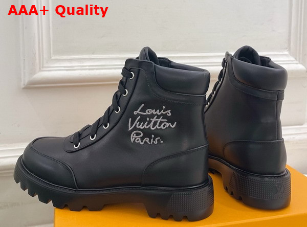 Louis Vuitton District Ankle Boot Ranger in Black Plain Calf Leather Replica