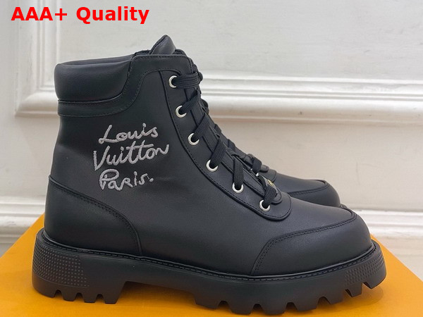 Louis Vuitton District Ankle Boot Ranger in Black Plain Calf Leather Replica