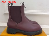 Louis Vuitton District Chelsea Ankle Boot in Burgundy Plain Calf Leather Replica
