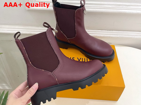 Louis Vuitton District Chelsea Ankle Boot in Burgundy Plain Calf Leather Replica