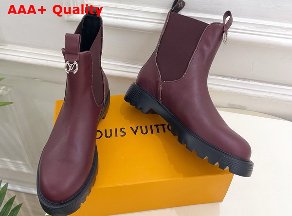 Louis Vuitton District Chelsea Ankle Boot in Burgundy Plain Calf Leather Replica