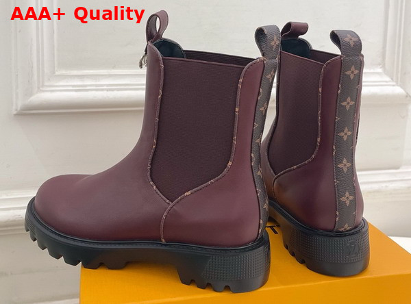 Louis Vuitton District Chelsea Ankle Boot in Burgundy Plain Calf Leather Replica